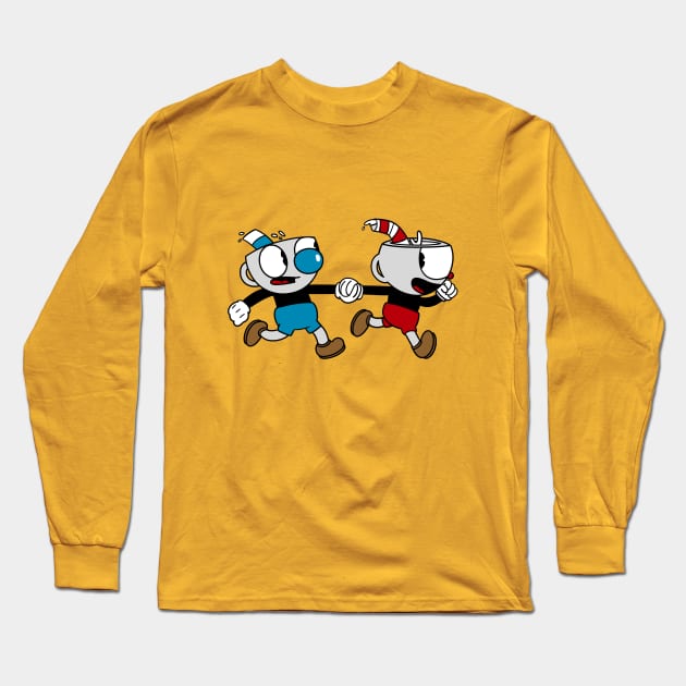 Cuphead & Mugman Long Sleeve T-Shirt by robsartstuff